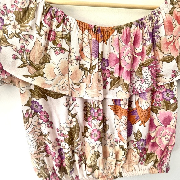 Spell Blue Skies Floral Off The Shoulder Top In Cream Size XS - Picture 8 of 9